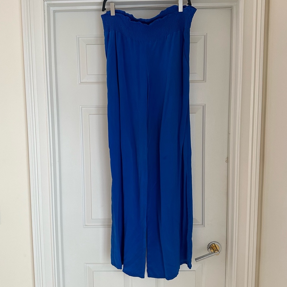 Alexis Silk Wide Leg Pants - Blue